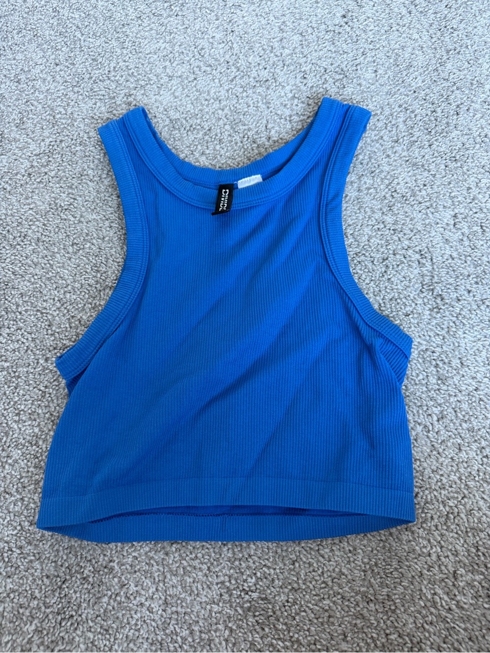 H&M Royal Blue Ribbed Tank Crop Top